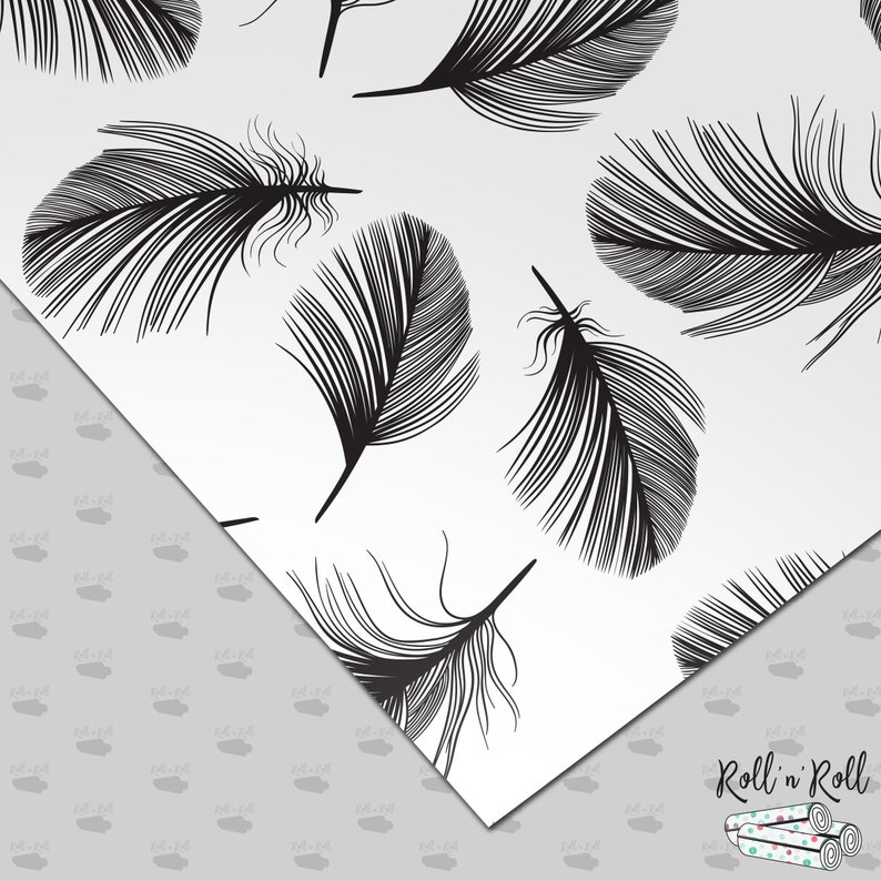 Black and White Feathers Wallpaper, Minimalist Pattern Print, Feather ...