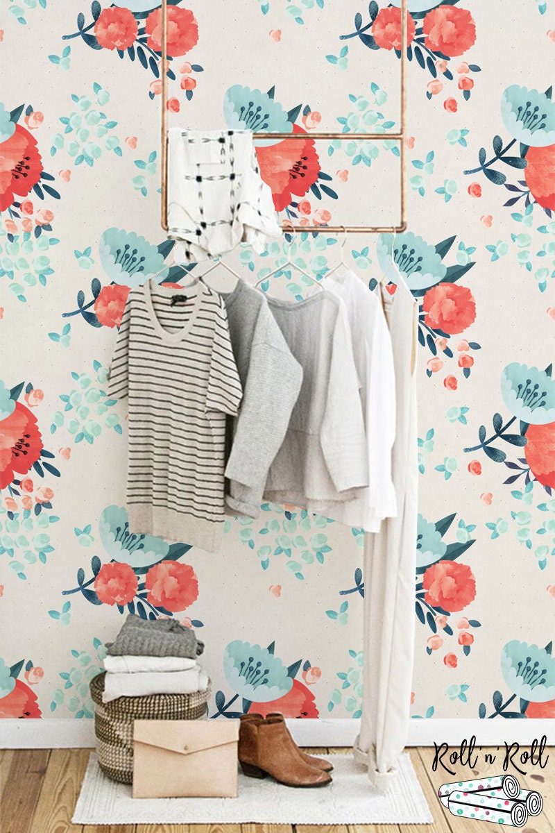 Red Poppy Wallpaper, Poppy Flower Removable Wallpaper, Floral Wall ...