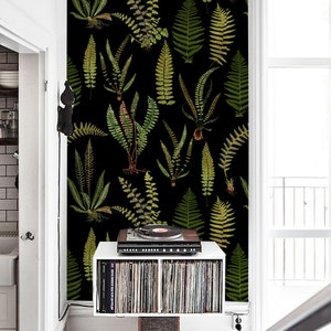 Black ferns wallpaper, Fern removable wallpaper or traditional, Dark wallpaper, Nature, Botanical wallpaper #212