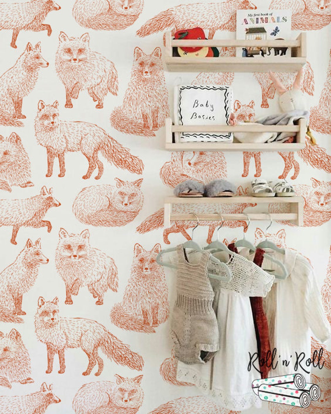 Fox Wallpaper Woodland Wallpaper Nursery Wall Mural Animals Etsy