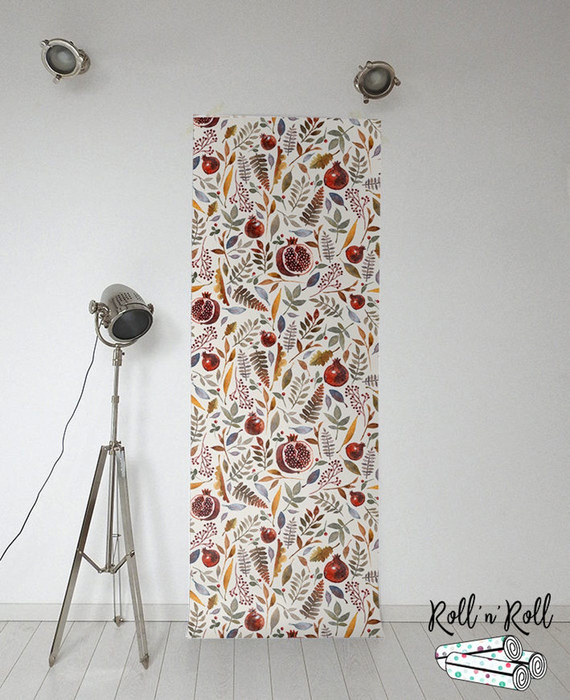 Floral and Fruit Removable Wallpaper Vintage Watercolor Wall Etsy