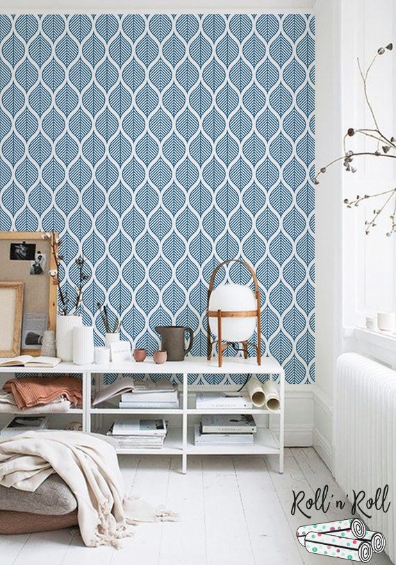 geometrical leaves wallpaper accent