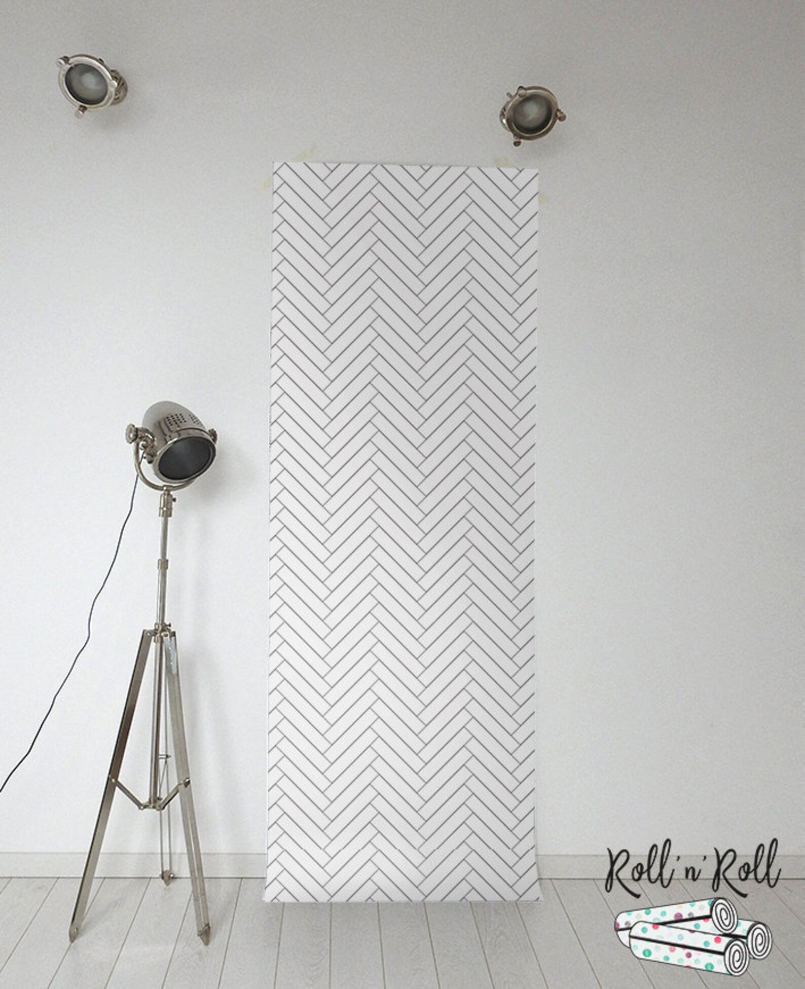Herringbone Pattern Wallpaper Black and White Minimalist Etsy