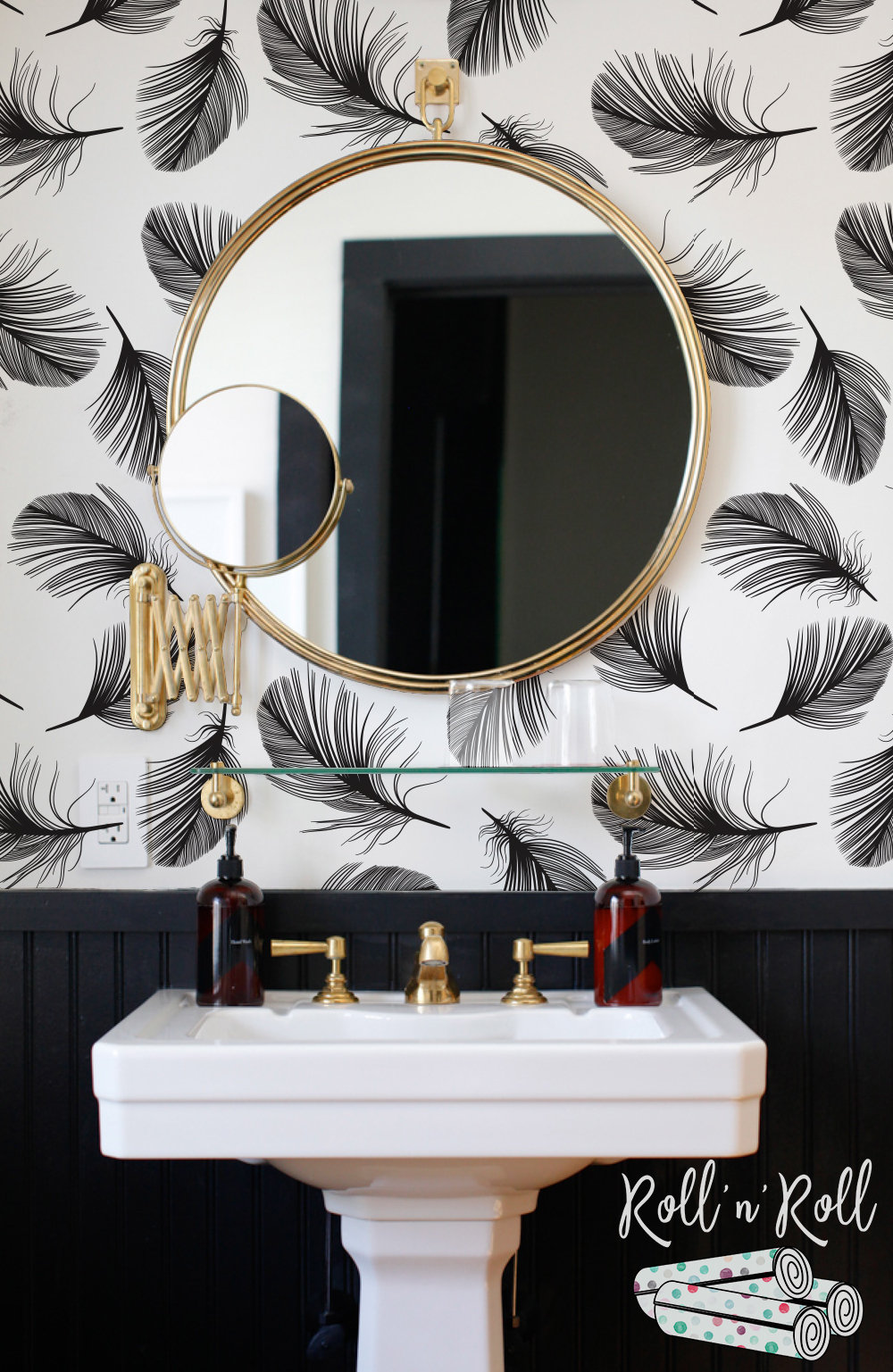 Black and White Feathers Wallpaper, Minimalist Pattern Print, Feather ...