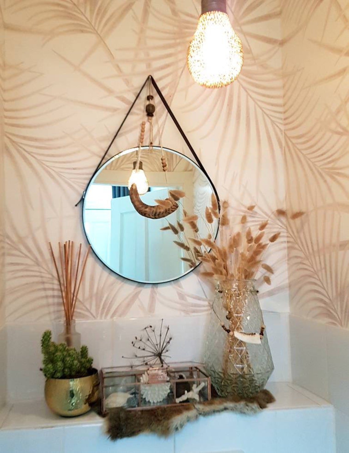 Gold Palm Removable Wallpaper Golden Leaves Tropical Wall Etsy