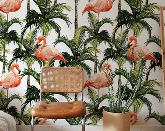 Tropical pink wall mural Flamingo wallpaper custom Printed Removable Self Adhesive paper by coloray Tropical pink wall mural Flamingo wallpaper custom Printed Removable Self Adhesive paper by coloray