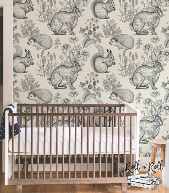 Woodland Wallpaper Animal Wallpaper Forest Animals Wall Etsy Woodland Wallpaper Animal Wallpaper Forest Animals Wall Etsy