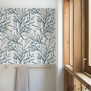 Coral Reef Wallpaper – Underwater Marine Wall Mural for Bathroom, Ocean-Themed Wallpaper, Peel & Stick or Traditional Install #179