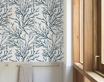 Coral Reef Wallpaper – Underwater Marine Wall Mural for Bathroom, Ocean-Themed Wallpaper, Peel & Stick or Traditional Install #179
