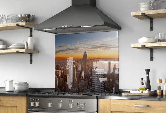Manhattan Wall Art City Decor Modern Kitchen Backsplash Etsy