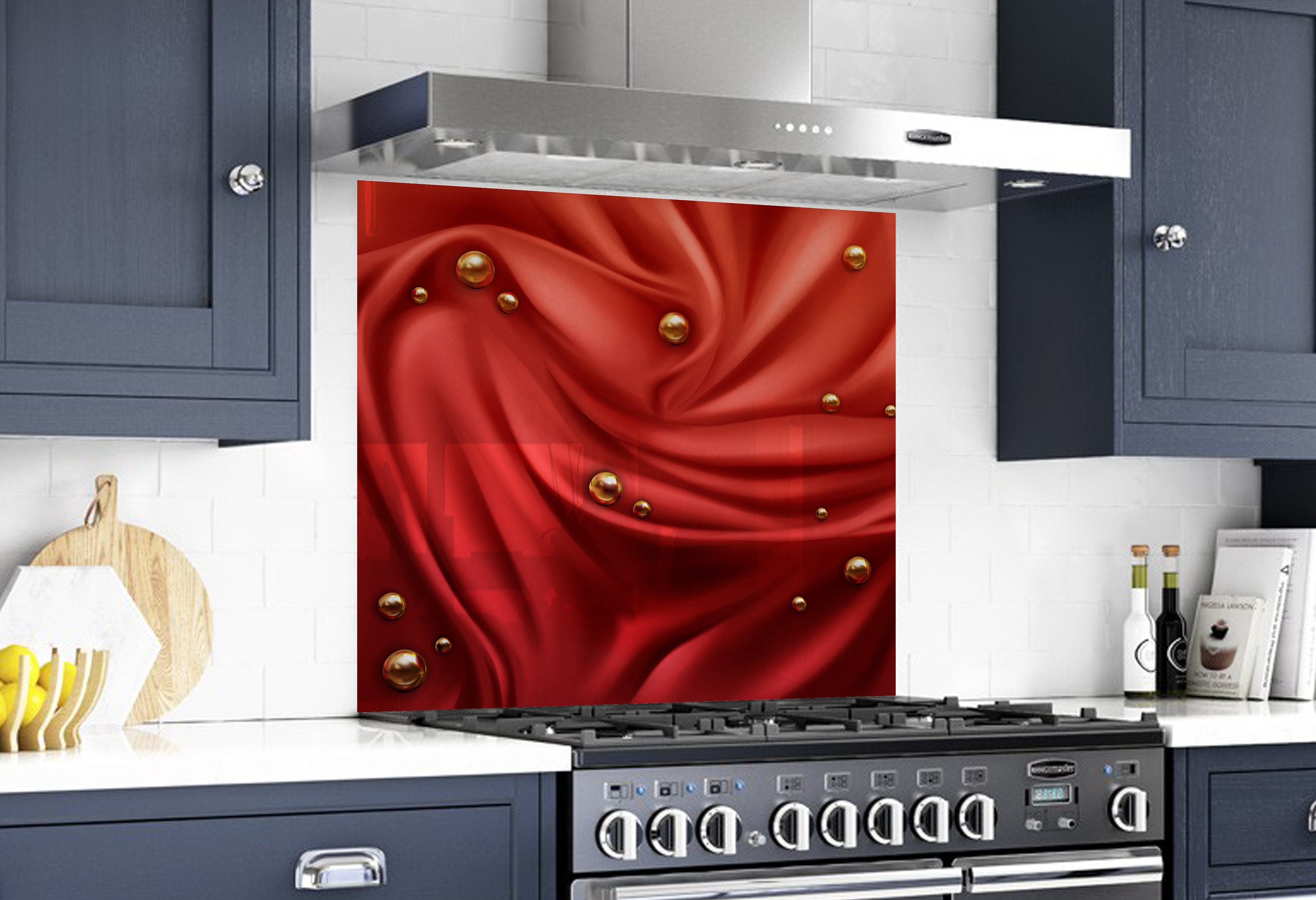 Red Silk DIY Splashback Kitchen Decor Behind Range Decor   Etsy ...