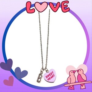 Personalized Valentine&#39;s Day Charm Necklace,Sweet Heart Initials Pendant, V-Day Party Necklace, Vday Favors, Valentine Jewelry, Love Gift