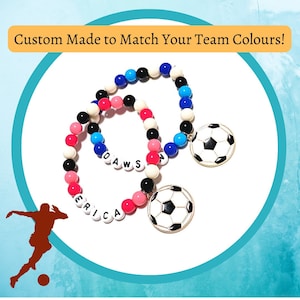 Personalized Soccer/Football Charm Bracelet - Sport-themed Jewelry for All Ages, Football Jersey Bracelet, Sports Team Jewelry, Cheer Gift