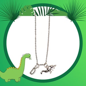Personalized Dinosaur Charm Necklace, Dino Initials Pendant, Dinosaur Jewelry, Dino Necklace, Kids Initials Necklace, Dino Party Gift