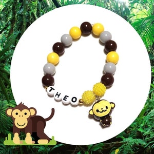 Pulseira personalizada com pingente de macaco 3D - joias de aventura Safari, lembrancinhas com tema Safari, pulseira para meninos, kit de fabricação de pulseira DIY