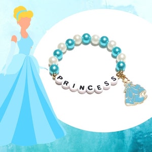 Personalized Princess Charm Bracelet,Personalized Princess Jewelry,Favor Bracelets,Party Jewelry,Loot Bag Favors,Girl Jewelry, Kids Bracelet