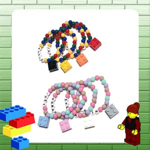 Personalized Brick Charm Bracelet - Building Block Lover Jewelry, Birthday Party Favors, DIY Bracelet Making Kit, Boy Bracelet, School Gift