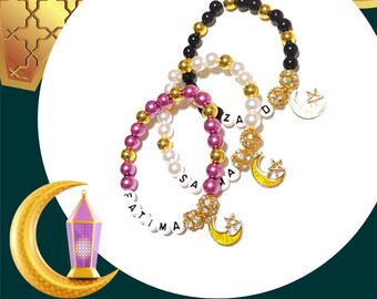 Pulseira Eid personalizada: pingente de estrela crescente, presente de Ramadã, joia islâmica