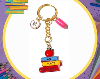 Chaveiro personalizado para professor: pingente inicial de aço inoxidável
