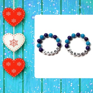 Personalized Twin Boys Name Bracelet, Newborn Boy Bracelet, Baby ID Jewelry, Twin Boys Gift, Boy Baby Shower Gift, Newborn Keepsake