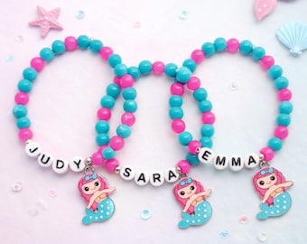 Personalized Mermaid Charm Bracelet: Kids Party Favor