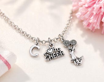 Personalized Cheerleader Necklace,Cheer Initial Necklace for Girls, Cheerleader Jewelry,Team Gift Necklace,Custom Letter Necklace,Cheer Gift