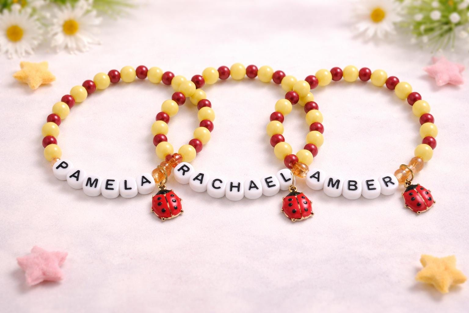 Personalized Ladybug Bracelet for Kids - Custom Name Bracelet -…