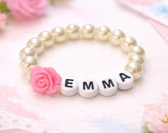 Personalized Flower Girl Bracelet – Pearl Name Bracelet – Flower Girl Gift – Wedding Keepsake Jewelry – Proposal Gift – DIY Bracelet Kit