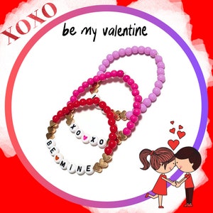 Personalized Valentine&#39;s Day Bracelet,Valentine Jewelry,Kids Valentine’s gift,Valentine Gift for Her,BFF Jewelry,Valentine DIY Kit,Vday Gift