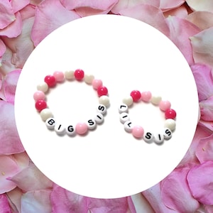 Personalisiertes Big Sis - Lil Sis Partnerarmband Set | Personalisierbare Schwester Schmuck | DIY Armband Kit für Schwestern | Große Sis Ansage