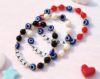 Personalized Evil Eye Bracelet for Kids – Protection Charm Bracelet – Good Luck Jewelry – Custom Kids – DIY Bracelet Kit – Party Favor