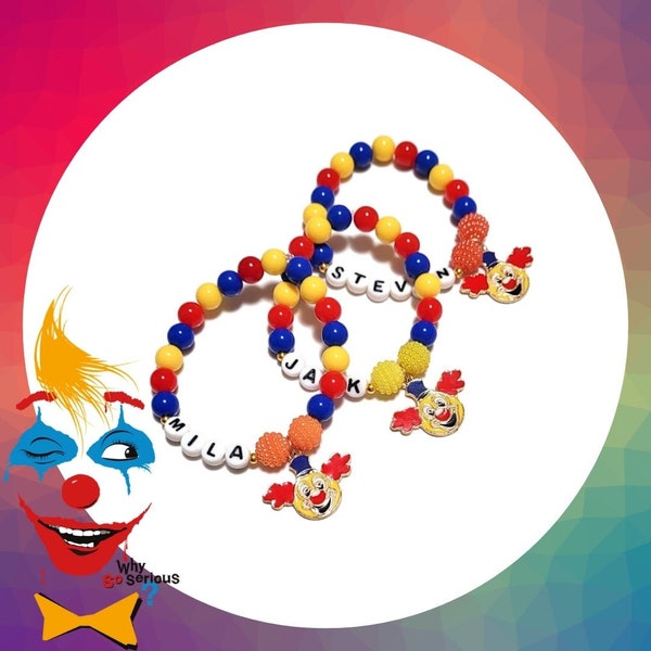 Personalized Circus Clown Head Charm Bracelet - Fun and Playful Jewelry, Circus Themed Party Favors, DIY Bracelet Making Kit, Loot Bag Ideas