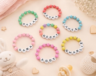 Personalized Baby Name Bracelet, Pastel Bead Bracelet for Girls, Kids Name Bracelet, Custom Beaded Bracelet, Newborn Gift, Baby Shower Gift