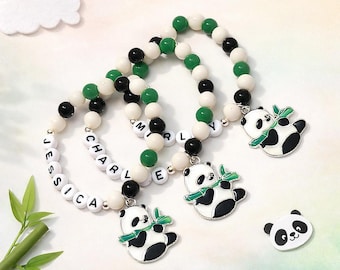 Personalized Panda Bracelet, Kids Name Jewelry, Cute Animal Charm, Custom Beaded Bracelet, Birthday Gift for Kids, DIY Bracelet Kit