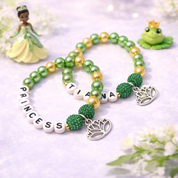 Personalisiertes Frosch Prinzessin Armband – Lotus Bettel Armband – Märchenhaftes Namen Armband – Prinzessin Party Geschenk – DIY Armband Kit