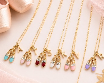 Personalized Ballerina Shoes Necklace,Ballet Initial Necklace for Girls,Dance Jewelry Gift,Kids Necklace,Custom Letter Necklace,Recital Gift