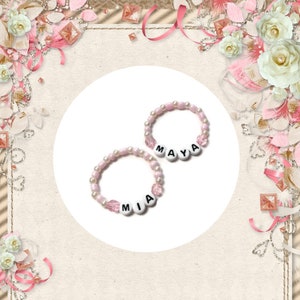 SET OF 2 Twin Girls Personalized ID Bracelets,Twin Jewelry,Twin Gift,Triplet Bracelets,Baby Shower,Baptism,Twinning Gift,Mom & Me Jewelry