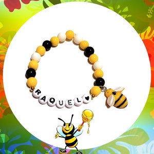 Personalized 3D Bee Charm Bracelet: Acrylic Bead DIY Kit
