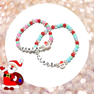 Personalized Santa Head Charm Bracelet, Christmas Gift, DIY Kit, Santa Claus Jewelry, Stocking Stuffer, Secret Santa Gift, Holiday Bracelet