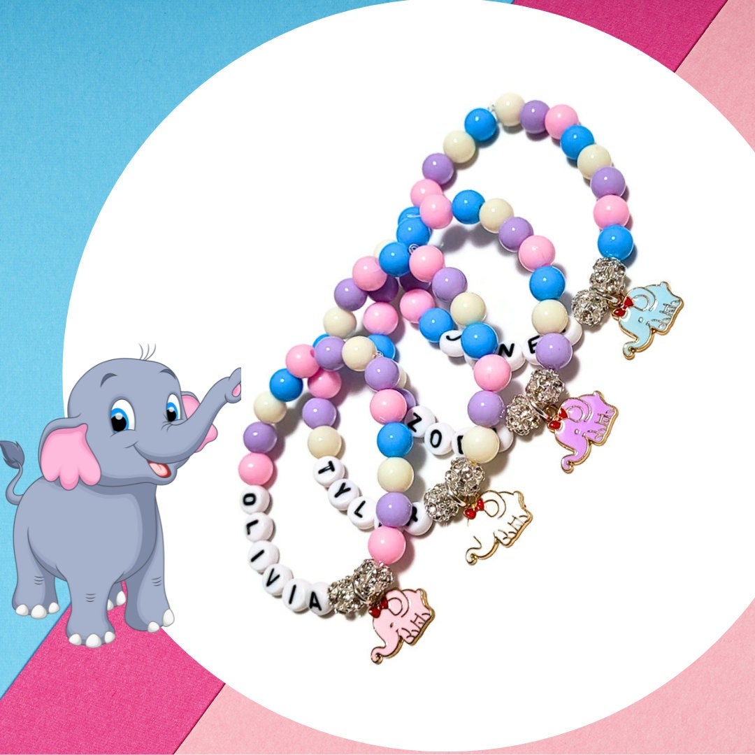 LONAGO Personalized Elephant Bead Charm For Bracelet - Custom Name With Birthstone, 925 Sterling Silver