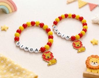 Personalized Lion Bracelet for Kids – Custom Name Bracelet – Jungle Birthday Party Favor – Animal Bracelet – DIY Kit