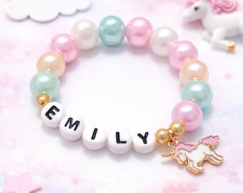 Personalized Unicorn Name Bracelet – Unicorn Charm Bracelet for Kids – Girls Birthday Gift – Unicorn Party Favor – DIY Bracelet Kit