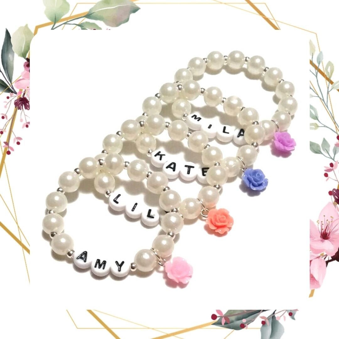 Personalized Flower Girl Charm Bracelet, Customizable Wedding Gift