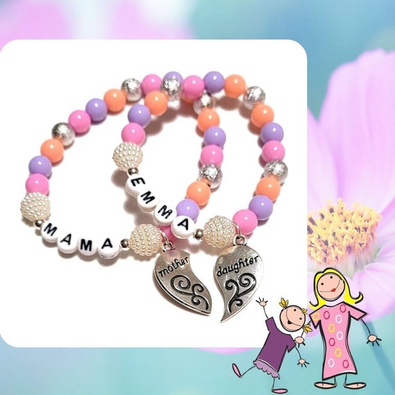 Set di braccialetti madre-figlia per 2: puzzle a forma di cuore in corda nera, regalo coordinato - Italia