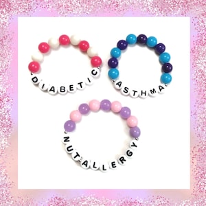 Personalised Medical ID Bracelet, Medical Alert Wristband, Allergy Bracelet, Kids Alert Bracelet, Nut Allergy Bracelet, Autism Alert, Gluten