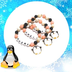 Personalized Cute Penguin Charm Bracelet - Penguin Lovers, Winter Jewelry, Penguin Party Favor, Penguin DIY Bracelet Kit, Animal Lovers