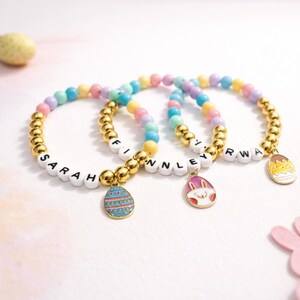 Personalisiertes Osterei Namen Armband für Kinder - Personalisiertes Kinder Armband - Ostern Korbfüller - Kleinkind Mädchen Schmuck - Eiersuche Geschenk