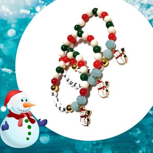 Personalized Snowman Charm Bracelet, Christmas Gift, DIY Kit, Christmas Jewelry, Stocking Stuffer, Kids Christmas Gift, Secret Santa Gift