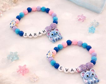 Pulsera personalizada de alienígena azul, pulsera de alienígena adorable, pulsera con nombre para niños, pulsera de dibujos animados, regalo con temática espacial, kit para hacer pulseras.