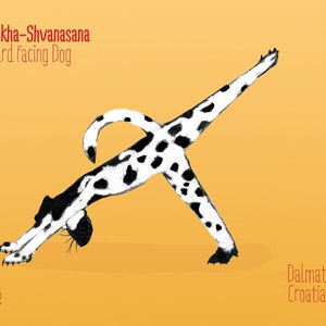Poster Dalmatian, Downward Facing Dog, Yoga, Mindfulness, Art Decor, Wall Decor, Digital Art, Printable Art, Digital Print, Instant Download